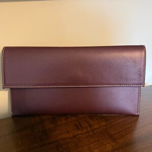 Italian Leather Metallic Purple Clutch